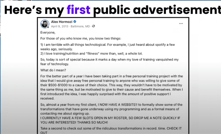 Alex Hormozi goal setting slides