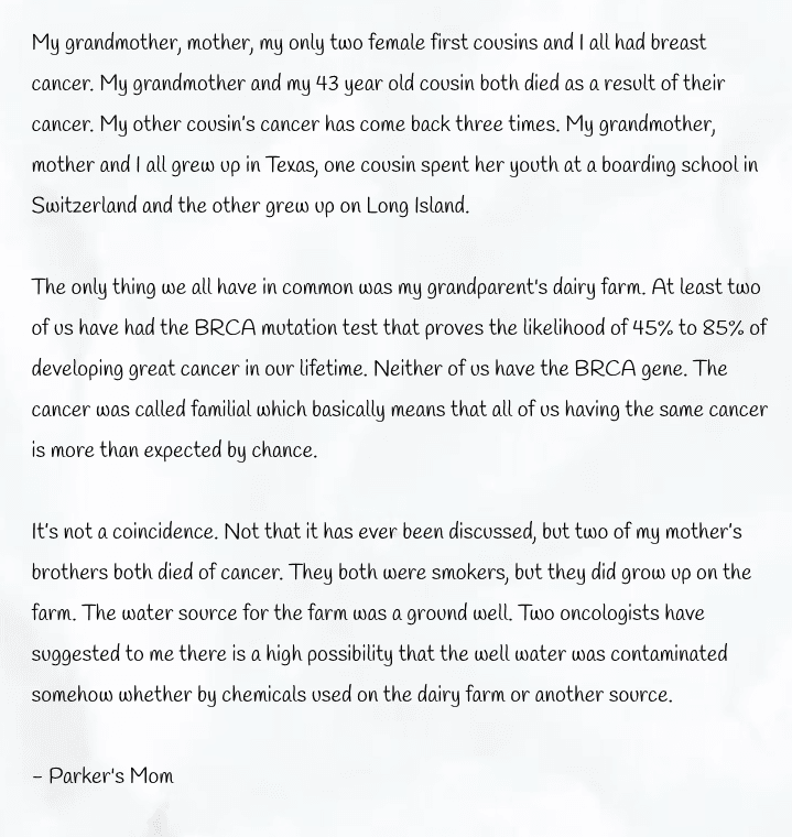 Moms letter about the water